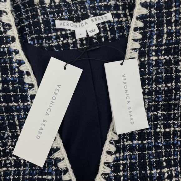 Veronica Beard Bosea Tweed Jacket Embroidered Trim Blue Size 4 - Picture 12 of 12